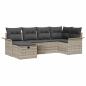 Preview: 6 Teiliges Garten Sofa Set mit Kissen Helles Grau Poly Rattan