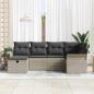 Preview: 6 Teiliges Garten Sofa Set mit Kissen Helles Grau Poly Rattan