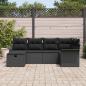 Preview: 6-teiliges Garten Sofa Set mit Kissen Schwarz Poly Rattan