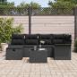 Preview: 7-teiliges Garten Sofa Set mit Kissen Schwarz Poly-Rattan