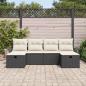 Preview: 6-teiliges Garten-Sofa-Set mit Kissen Schwarzes Poly-Rattan