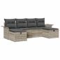 Preview: 6-teiliges Garten Sofa Set mit Kissen Hellgrau Poly Rattan