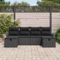 Preview: 6-teiliges Garten-Sofa-Set mit Kissen Schwarz Poly Rattan