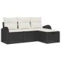 Preview: 4-teiliges Garten Sofa Set mit Kissen Schwarz Poly Rattan