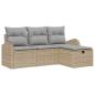 Preview: 4-teiliges Garten-Sofa-Set mit Kissen Beige Poly Rattan