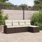 Preview: ARDEBO.de - 5-teiliges Garten Sofa Set mit Kissen Braun Poly Rattan