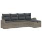 Preview: ARDEBO.de - 5-teiliges Garten Sofa Set mit Kissen Grau Poly Rattan