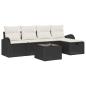 Preview: 6-teiliges Garten-Sofa-Set mit Kissen in Schwarz aus Poly-Rattan