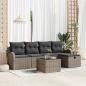 Preview: ARDEBO.de - 6-teiliges Garten Sofa Set mit Kissen Grau Poly Rattan