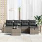 Preview: 6-teiliges Garten Sofa Set mit Kissen Grau Poly Rattan