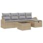 Preview: 6-teiliges Garten Sofa Set mit Kissen Beige Poly Rattan