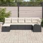 Preview: 7-teiliges Garten Sofa Set mit Kissen Schwarz Poly Rattan