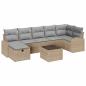 Preview: 8-teiliges Garten-Sofa-Set mit Kissen Beige Poly-Rattan