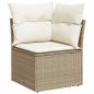 Preview: 8-teiliges Garten-Sofa-Set mit Kissen Beige Poly Rattan