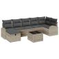 Preview: 8-teiliges Garten-Sofa-Set mit Kissen, hellgrau, Poly-Rattan