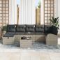 Preview: 8-teiliges Garten-Sofa-Set mit Kissen, hellgrau, Poly-Rattan
