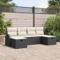 Preview: ARDEBO.de - 6-teiliges Garten Sofa Set mit Kissen Schwarz Poly-Rattan