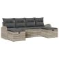 Preview: 6-teiliges Garten Sofa Set mit Kissen Hellgrau Poly Rattan
