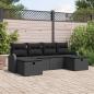 Preview: ARDEBO.de - Sofa Set mit Kissen mit Speicher 6 pcs Schwarz Poly-Rattan