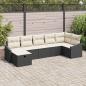 Preview: ARDEBO.de - 7-teiliges Garten-Sofa-Set mit Kissen Schwarz Poly Rattan