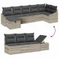 Preview: 7-teiliger Garten Sofa Set mit Kissen Hellgrau Poly Rattan