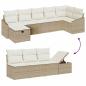 Preview: 8-teiliges Garten-Sofa-Set mit Kissen Beige Poly-Rattan