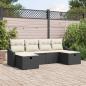 Preview: ARDEBO.de - 6-teiliges Garten Sofa Set mit Kissen Schwarz Poly Rattan