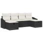 Preview: 6-teiliges Garten Sofa Set mit Kissen Schwarz Poly Rattan
