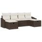 Preview: 6-teiliges Garten-Sofa-Set mit Kissen Braun Poly-Rattan