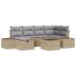 Preview: 7-teiliges Garten Sofa Set mit Kissen Beige Poly Rattan