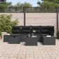 Preview: 7-teilige Garten-Sofa-Garnitur mit Kissen Schwarz Poly Rattan