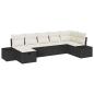 Preview: 7-teiliges Garten-Sofa-Set mit Kissen in schwarzem Poly-Rattan