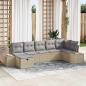 Preview: ARDEBO.de - 7-teiliges Garten-Sofa Set mit Kissen Beige Poly-Rattan