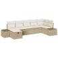Preview: 7-teiliges Garten-Sofa-Set mit Kissen Beige Poly Rattan