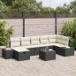 Preview: ARDEBO.de - 8-teiliges Garten-Sofa-Set mit Kissen Schwarz Poly-Rattan