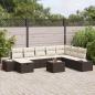 Preview: ARDEBO.de - 9-teiliges Garten-Sofa-Set mit Kissen in Braun aus Poly-Rattan