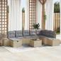 Preview: ARDEBO.de - 9-teiliges Garten-Sofa-Set mit Kissen Beige Poly Rattan