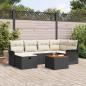 Preview: ARDEBO.de - 7-teiliges Garten-Sofa-Set mit Kissen Schwarz Poly-Rattan