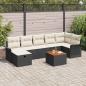 Preview: ARDEBO.de - 8-teiliges Garten Sofa Set mit Kissen Schwarz Poly Rattan
