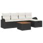 Preview: 6-teiliges Garten Sofa Set mit Kissen aus schwarzem Poly Rattan