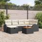 Preview: ARDEBO.de - 7-teiliges Garten-Sofa-Set mit Kissen Schwarz Poly-Rattan