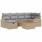 Preview: 7-teiliges Garten-Sofa-Set mit Kissen Beige Poly-Rattan