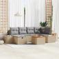 Preview: ARDEBO.de - 7-teiliges Garten-Sofa-Set mit Kissen Beige Poly Rattan
