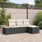 Preview: ARDEBO.de - 4-teiliges Garten Sofa Set mit Kissen Schwarz Poly Rattan
