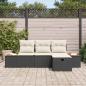 Preview: 4-teiliges Garten Sofa Set mit Kissen Schwarz Poly Rattan