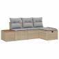 Preview: 4-teiliges Garten Sofa Set mit Kissen Beige Poly Rattan