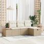 Preview: ARDEBO.de - 4-teiliges Garten Sofa Set mit Kissen Beige Poly Rattan