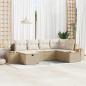 Preview: ARDEBO.de - 6-tlg. Garten-Sofaset mit Kissen Beige Poly-Rattan