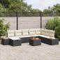 Preview: ARDEBO.de - 9-teiliges Garten Sofa Set mit Kissen Schwarz Poly Rattan