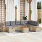 Preview: ARDEBO.de - 9-teiliges Garten Sofa Set mit Kissen Beige Poly Rattan